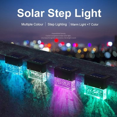 RGB Solar Step Fence Light Waterproof Outdoor Garden