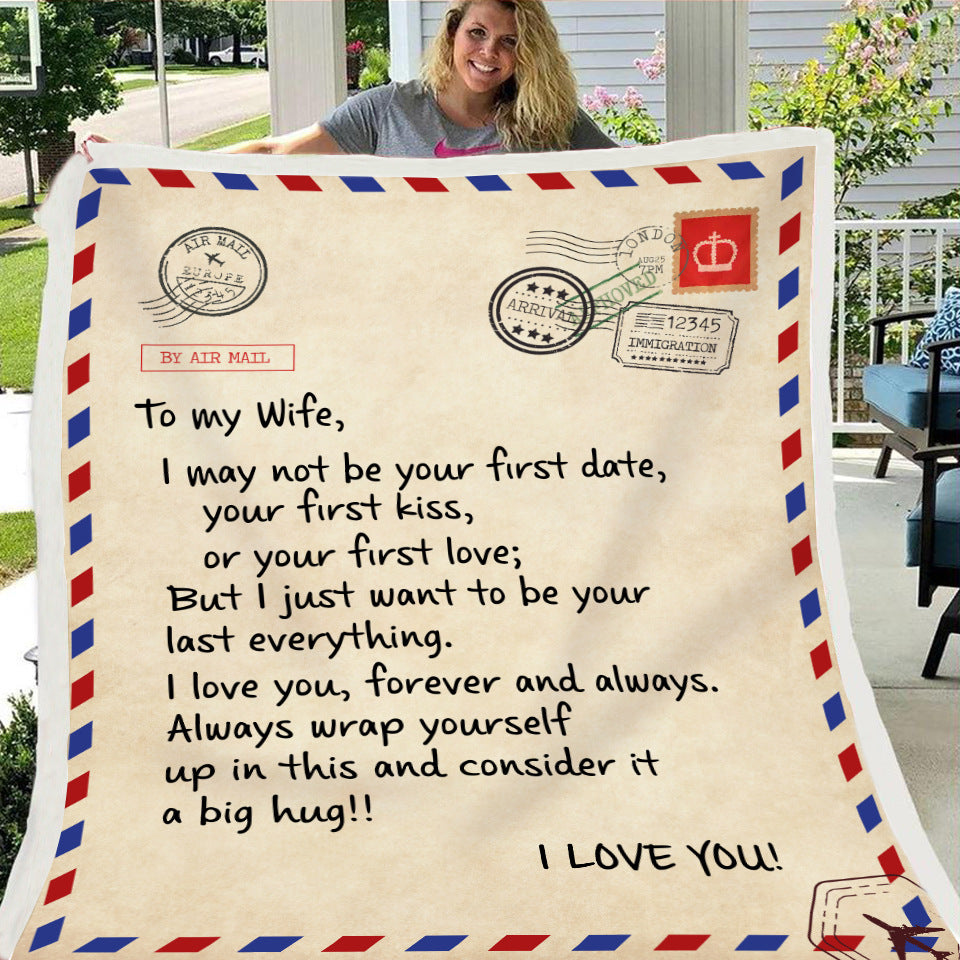 To My Wife Love Letter Fleece Blanket 50x60 in Romantic Gift for Her