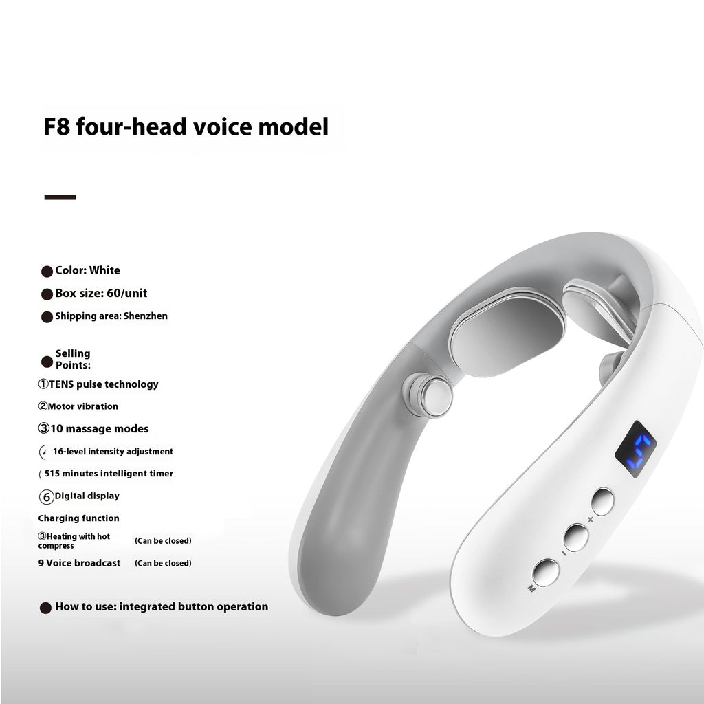 Smart Neck Massager with Heat - TENS Pulse Cordless Shoulder Pain Relief