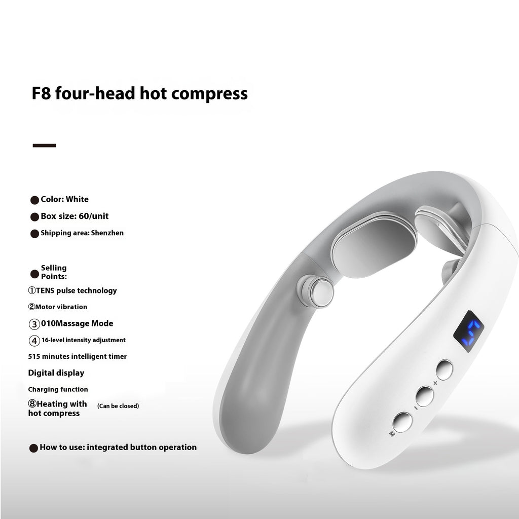 Smart Neck Massager with Heat - TENS Pulse Cordless Shoulder Pain Relief