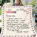 To My Wife Love Letter Fleece Blanket 50x60 in Romantic Gift for Her