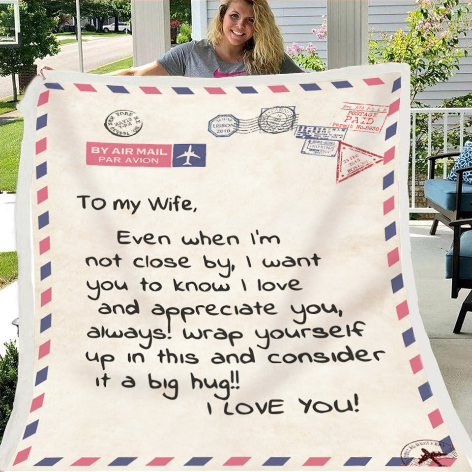 To My Wife Love Letter Fleece Blanket 50x60 in Romantic Gift for Her