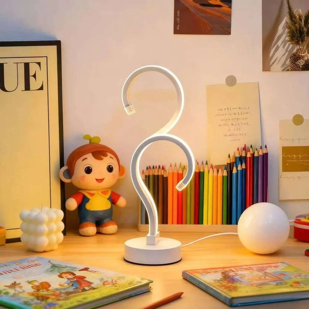 Creative Double Question Mark Elegant White Desktop Lamp