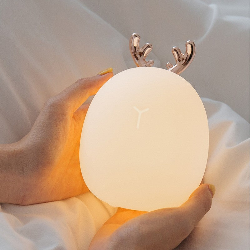 Cartoon Deer Night Light USB Charge Silicone Kids Bedroom