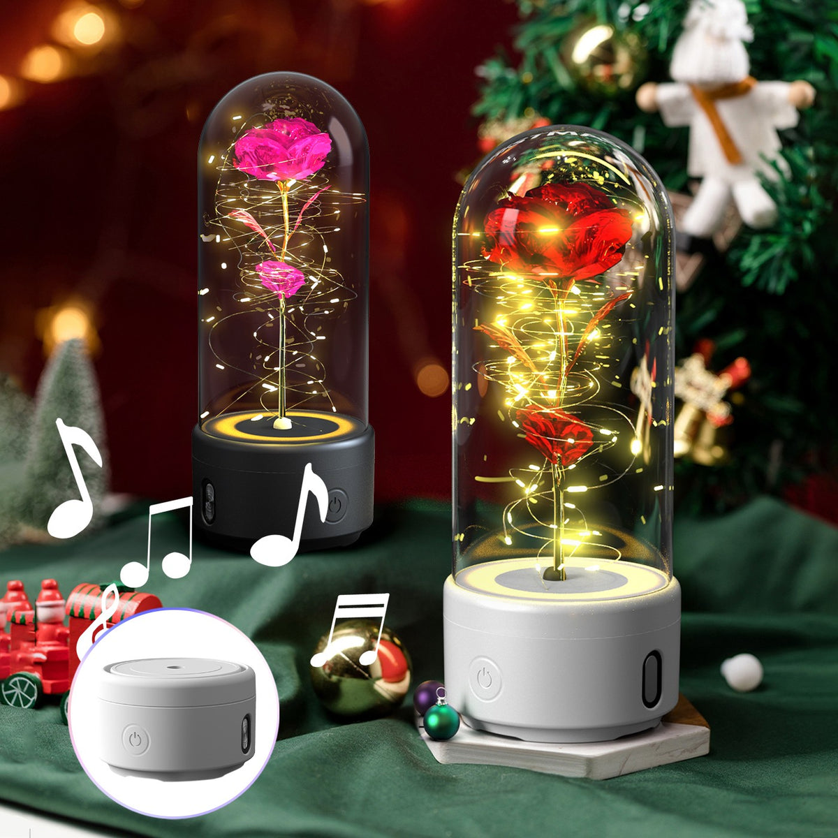 Rose Flower LED Light Bluetooth Speaker Creative Home Decor