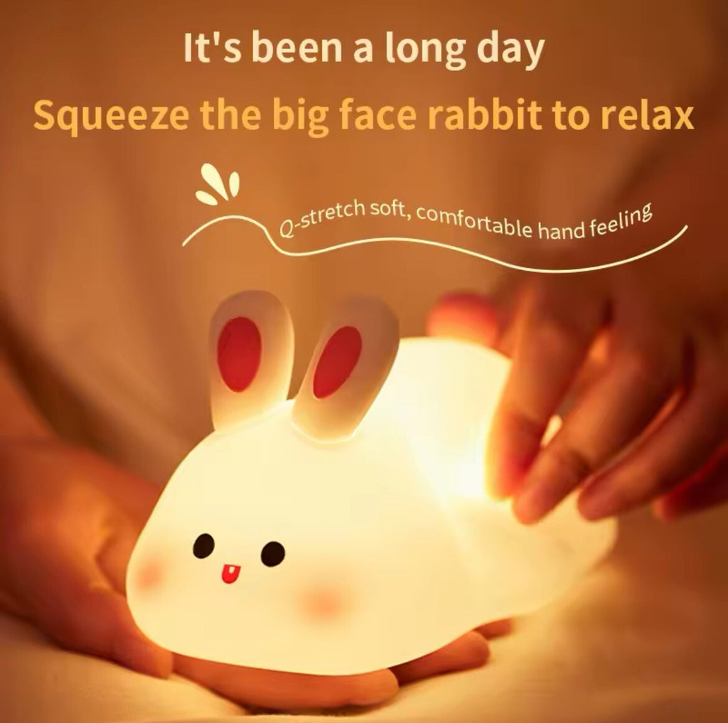 Silicone Rabbit Touch Night Light Cute Kids Bedroom Lamp