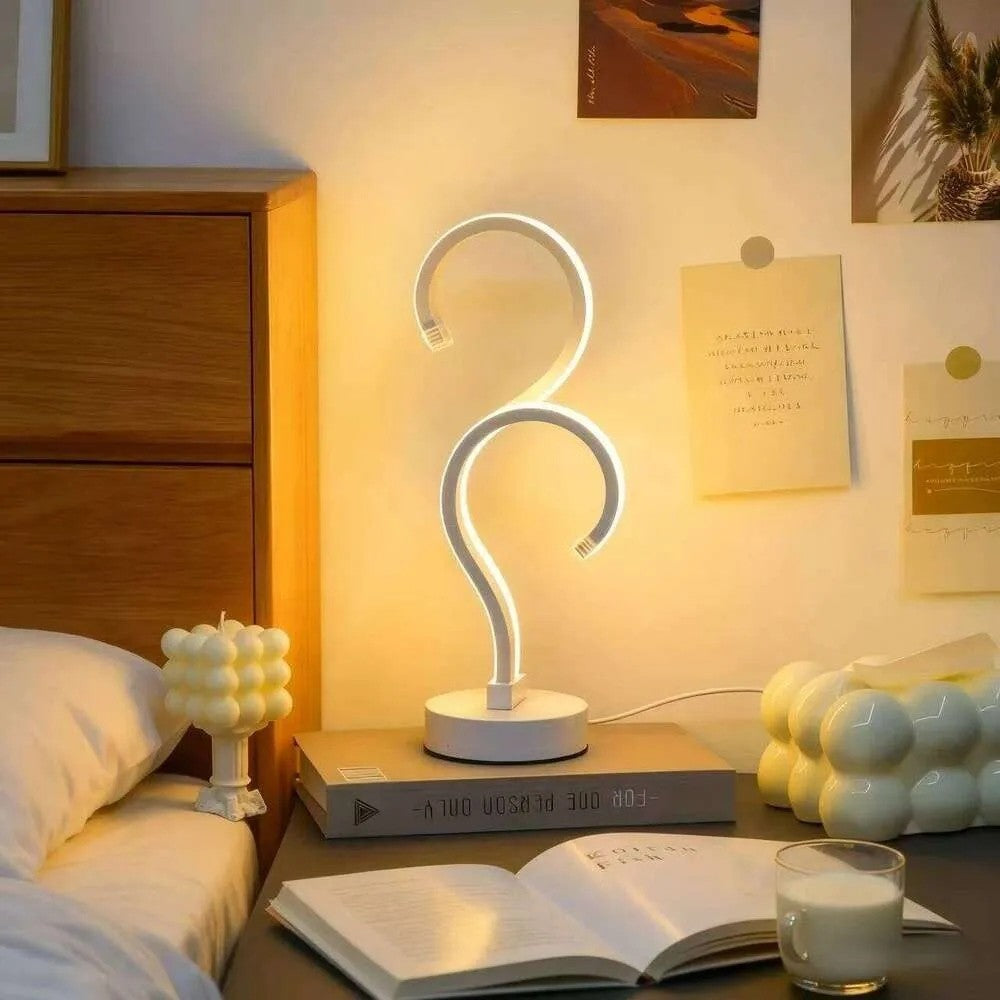 Creative Double Question Mark Elegant White Desktop Lamp