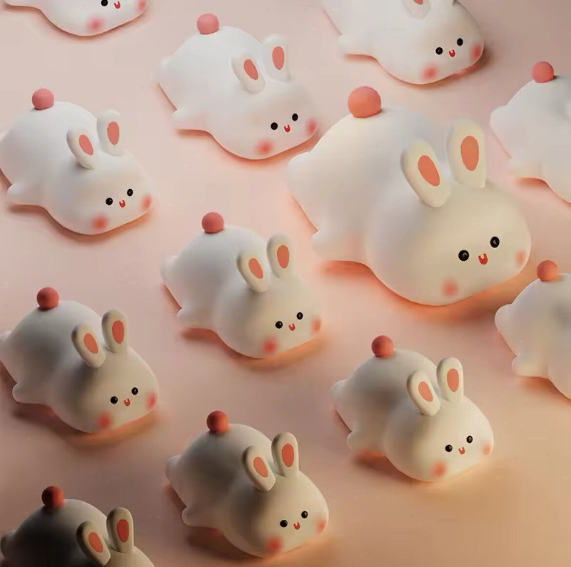 Silicone Rabbit Touch Night Light Cute Kids Bedroom Lamp