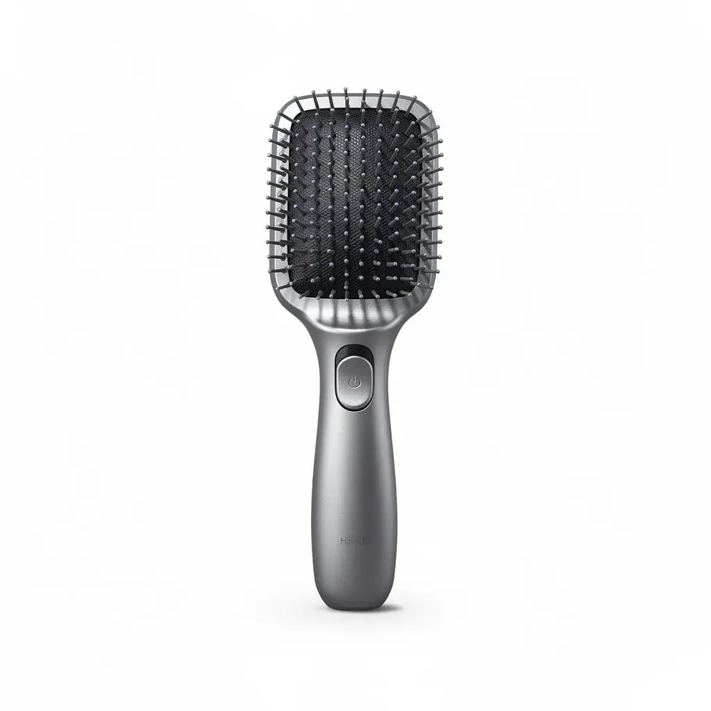 Self-cleaning hair brush with one-key hair removal button and anti-static bristles